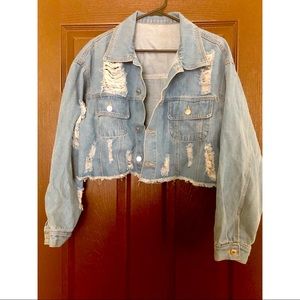 Distressed chopped blue Jean jacket